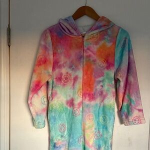 Tie-Dye Hoodie onesie, warm, plush, super cozy, big girls size 10-12 yrs.